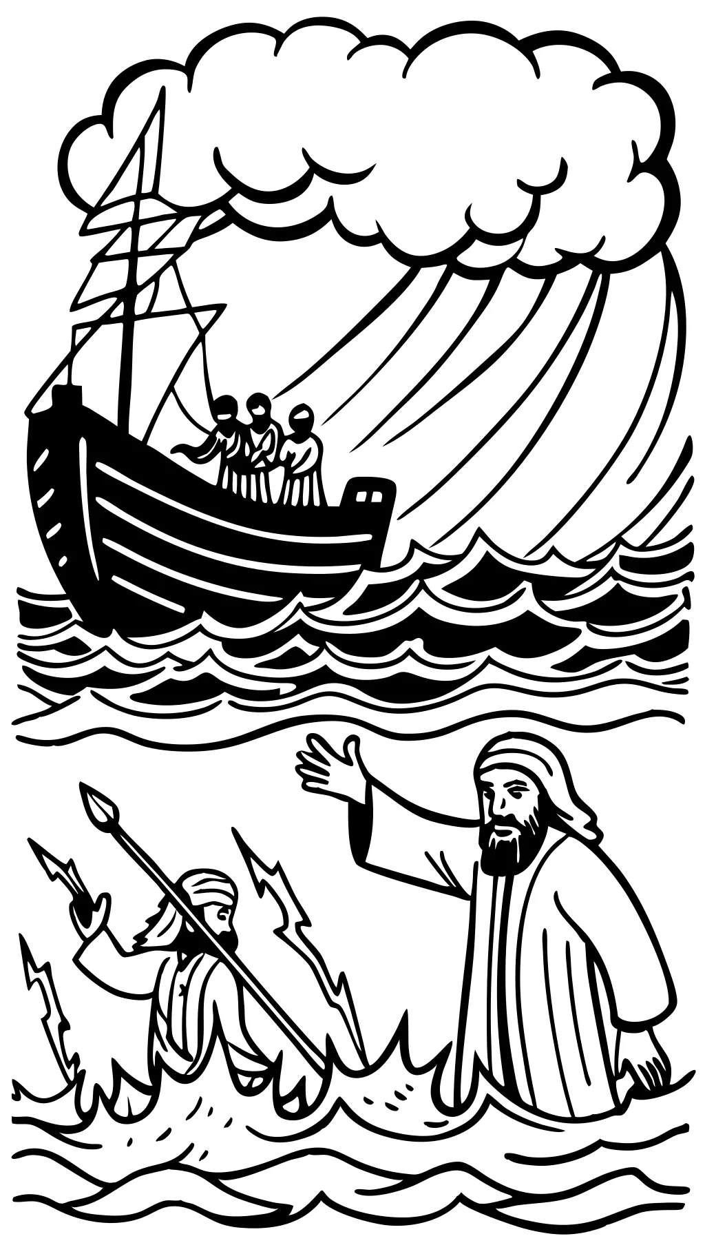 jesus calms the storm coloring page